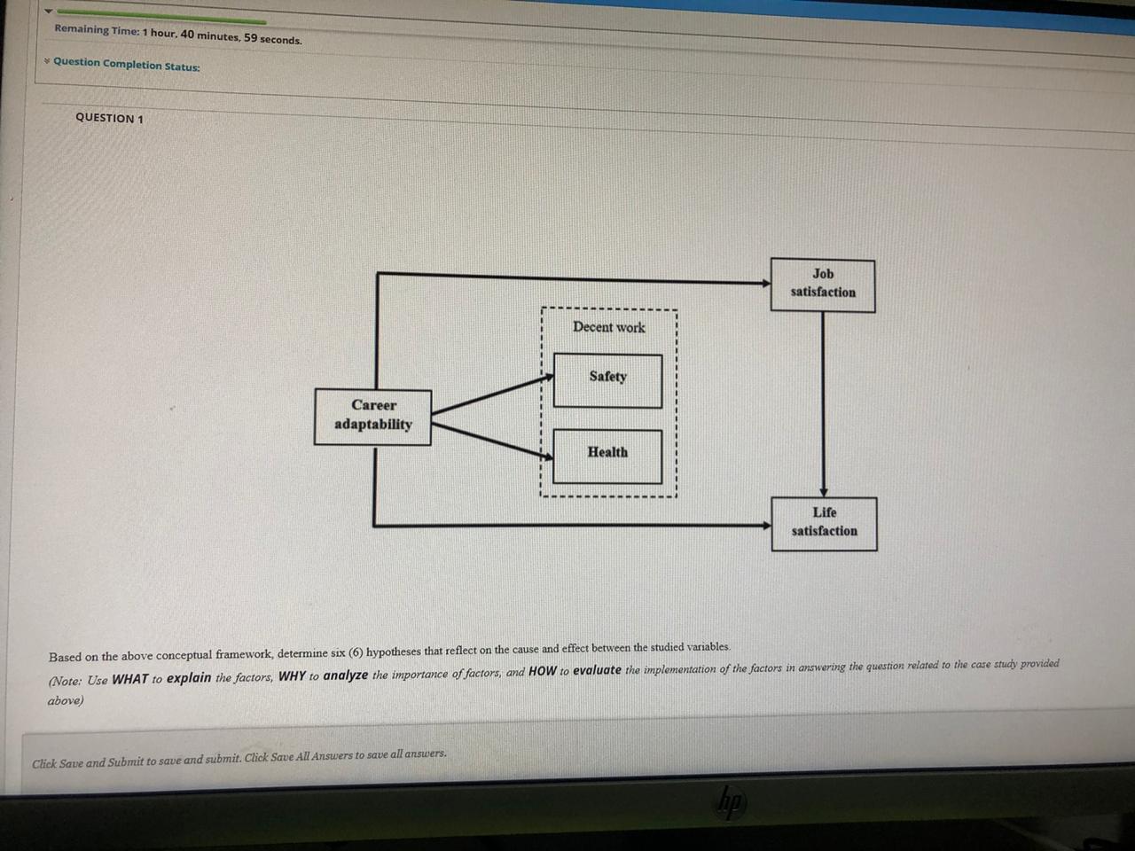  Remaining Time: 1 hour, 40 minutes, 59 seconds. Question Completion Status:
