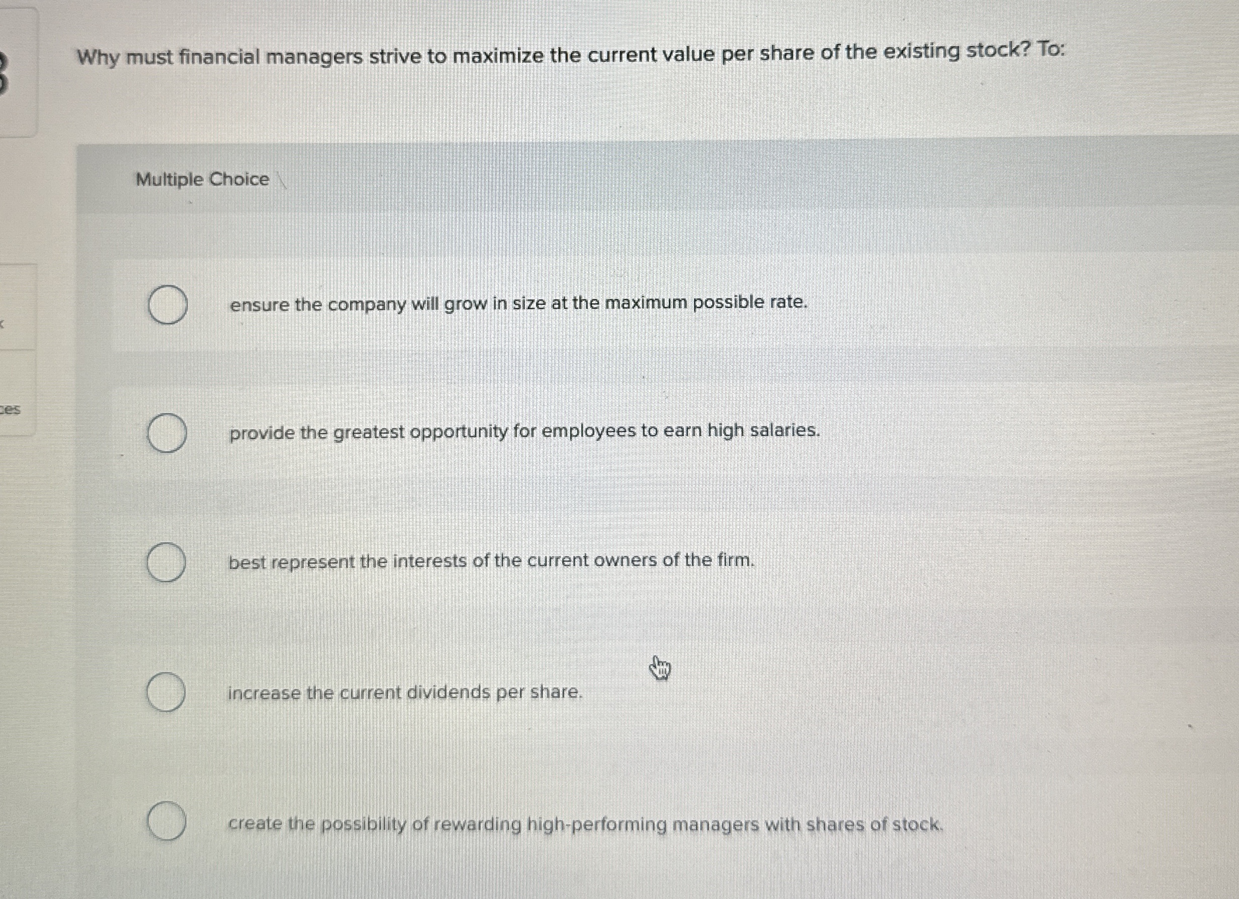  Why must financial managers strive to maximize the current value per