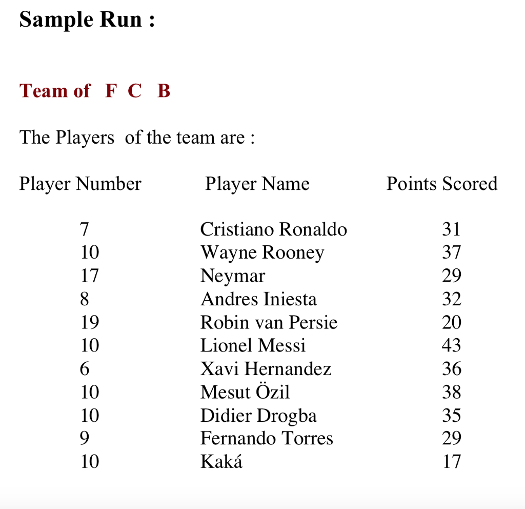  Write a C++ program that stores the following data about a