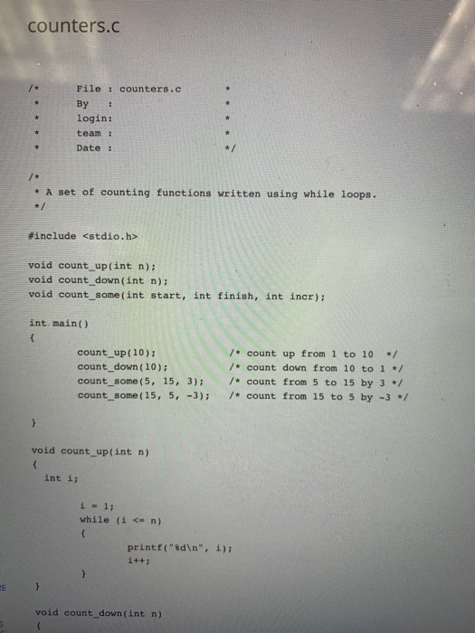 and run the counting program, couners.&Save its output into a file This