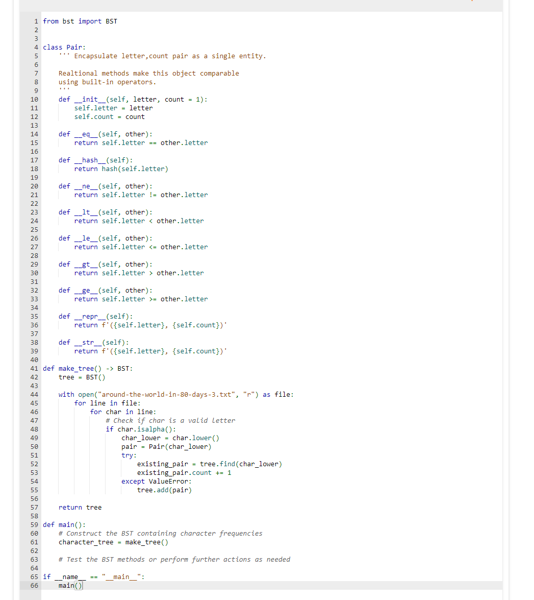 Main.py From here, bst.py The introduction is here from bst import BST