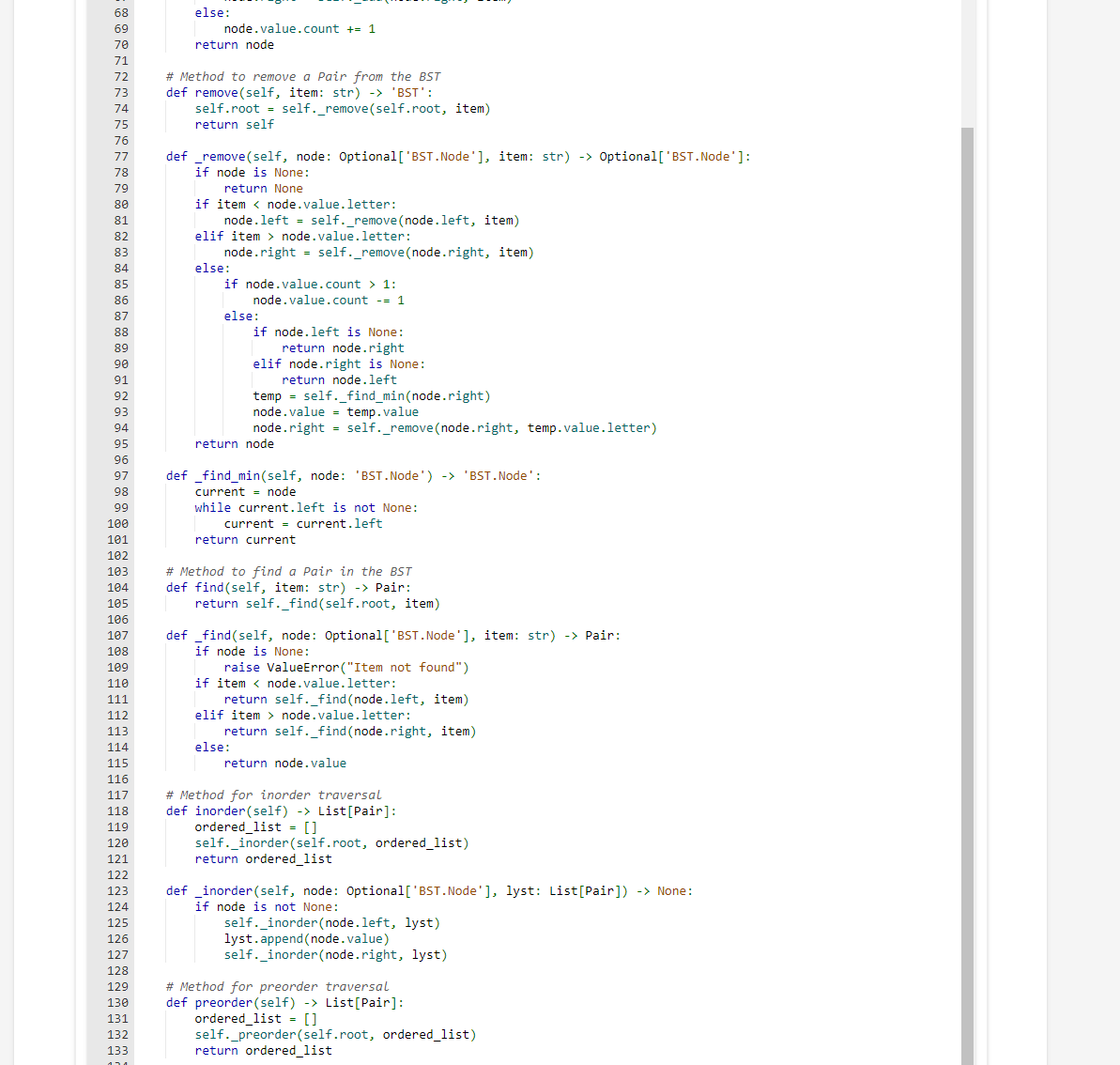 methods make this object comparable using built-in operators. ,.. def __init__(self, letter,