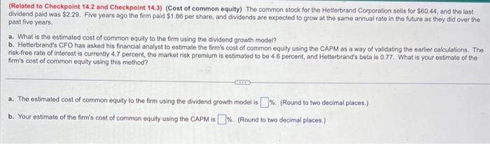  (Related to Checkpoint 14.2 and Checkpoint 14.3) (Cost of common equity)