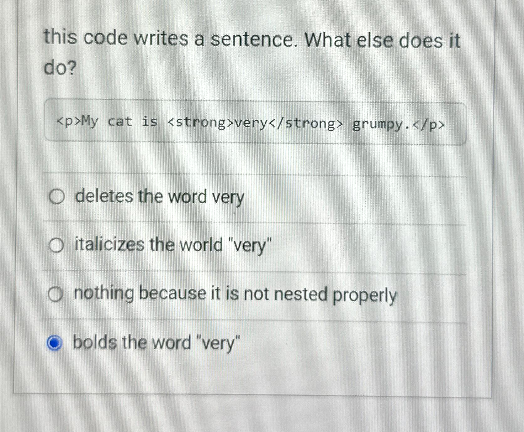  this code writes a sentence. What else does it do? My