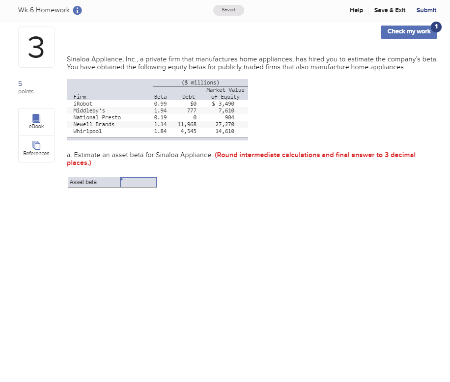  Wk 6 Homework Soved Help Save & Exit Submit Check my