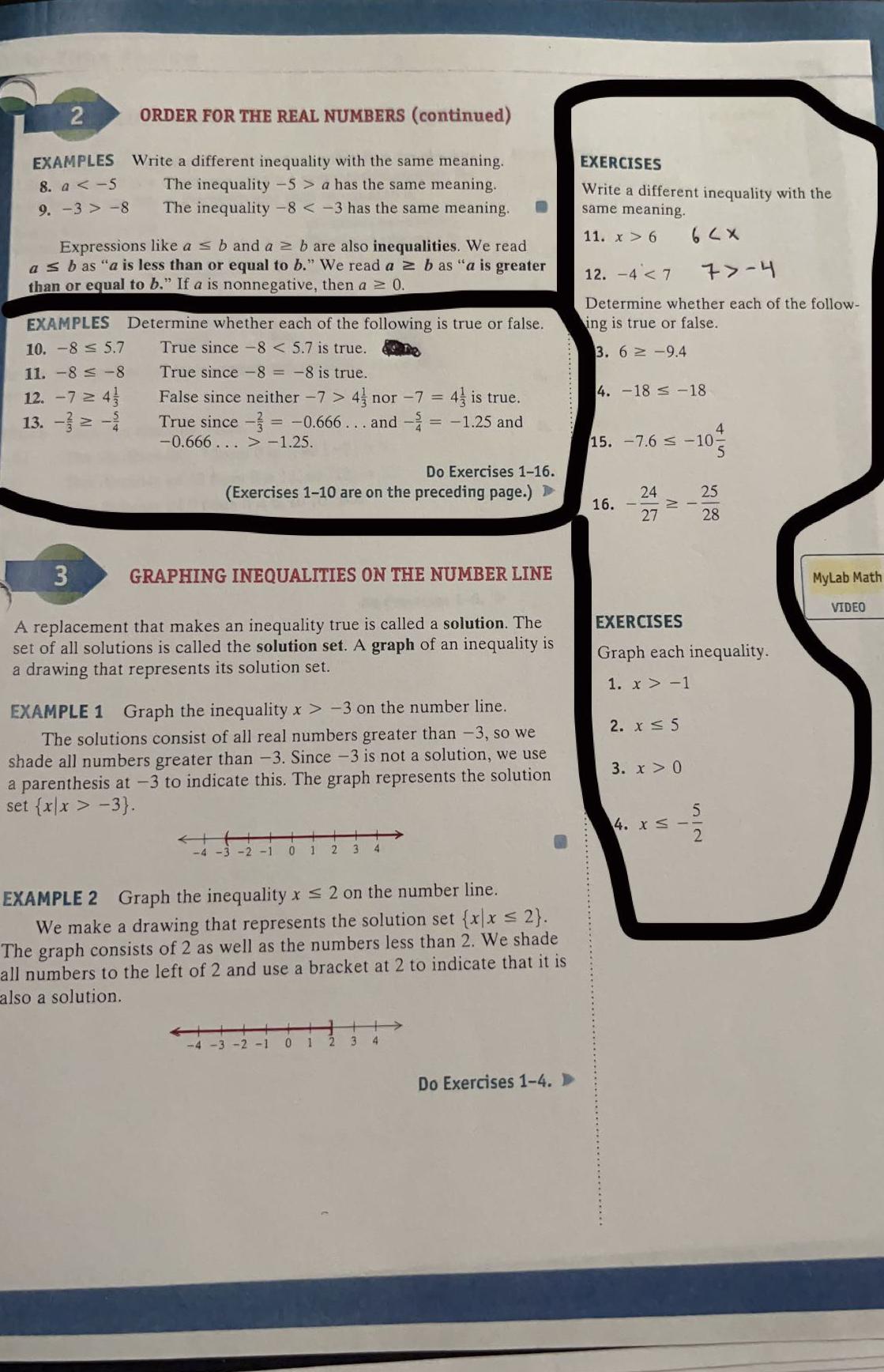  2 ORDER FOR THE REAL NUMBERS (continued) EXAMPLES Write a different