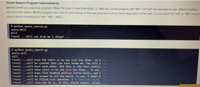 the "Will" and "will" are searched as two different entities, see examples