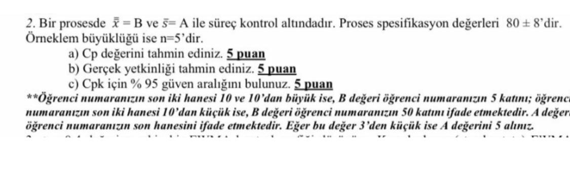  2. In a process, the process is under control with x=B