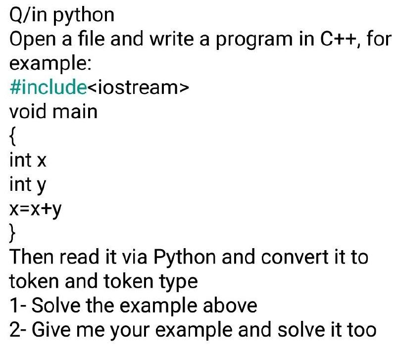  Q/in python Open a file and write a program in C++,
