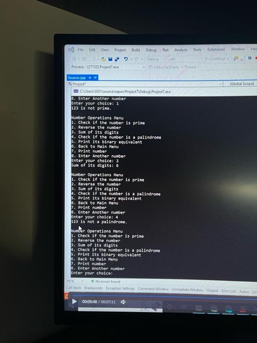 Array 2. Number Operation 3. Exit the progran Enter your cholce: 4