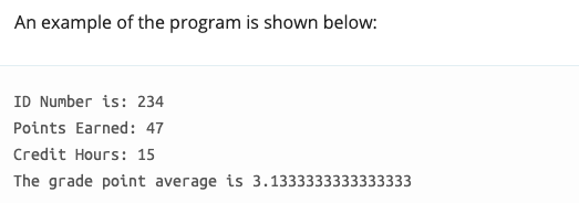 has fields for an ID number ( idNumber ), number of credit