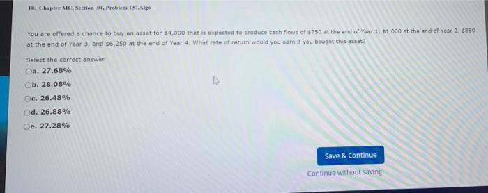  16 Chapter MC, Section 64, Problem 137.Algo You are offered a