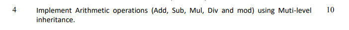  4 Implement Arithmetic operations (Add, Sub, Mul, Div and mod) using