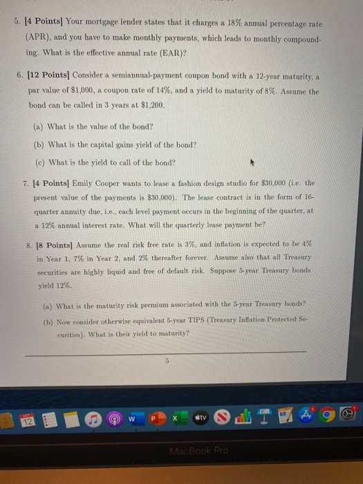  please help with 7 and 8. thank you 5. [4 Points