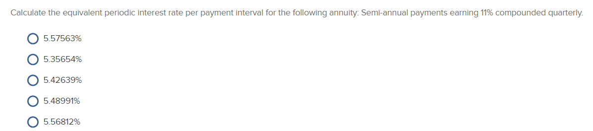Calculate the equivalent periodic interest rate per payment interval for the