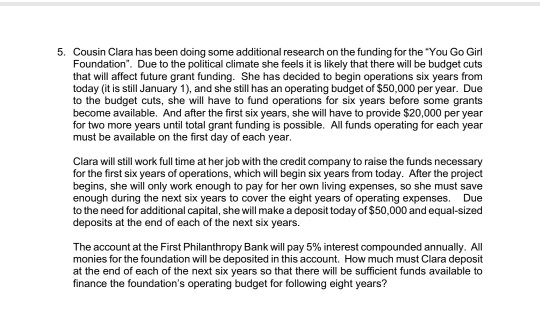  5. Cousin Clara has been doing some additional research on the