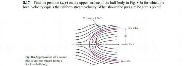  8.17 Find the position (x,y) on the upper surface of the