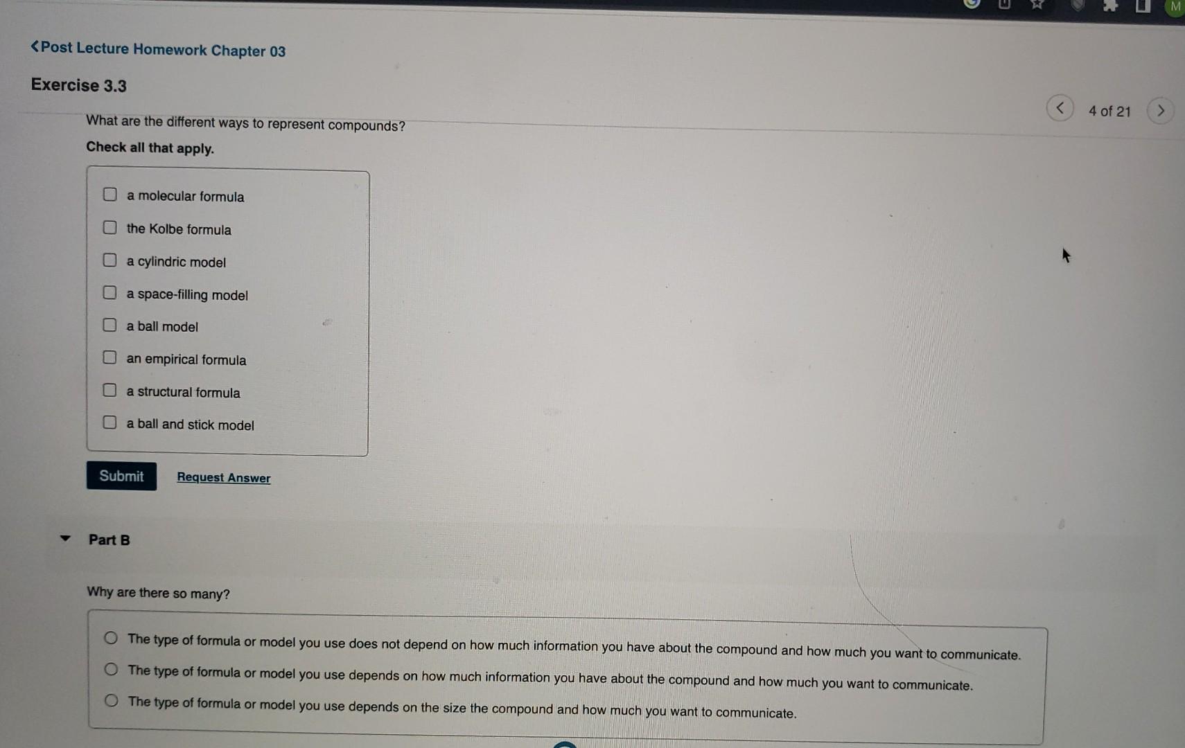  What are the different ways to represent compounds? Check all that