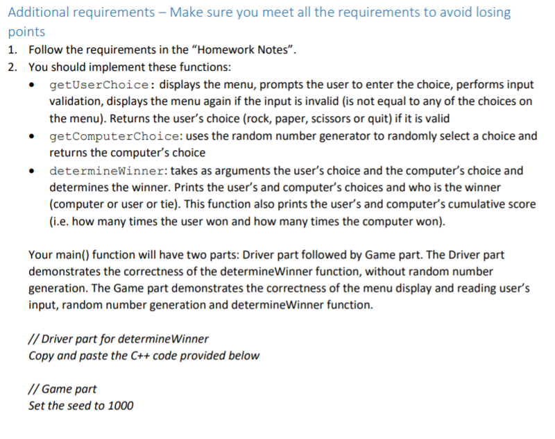 Write a program that lets the user play the Rock, Paper, Scissors
