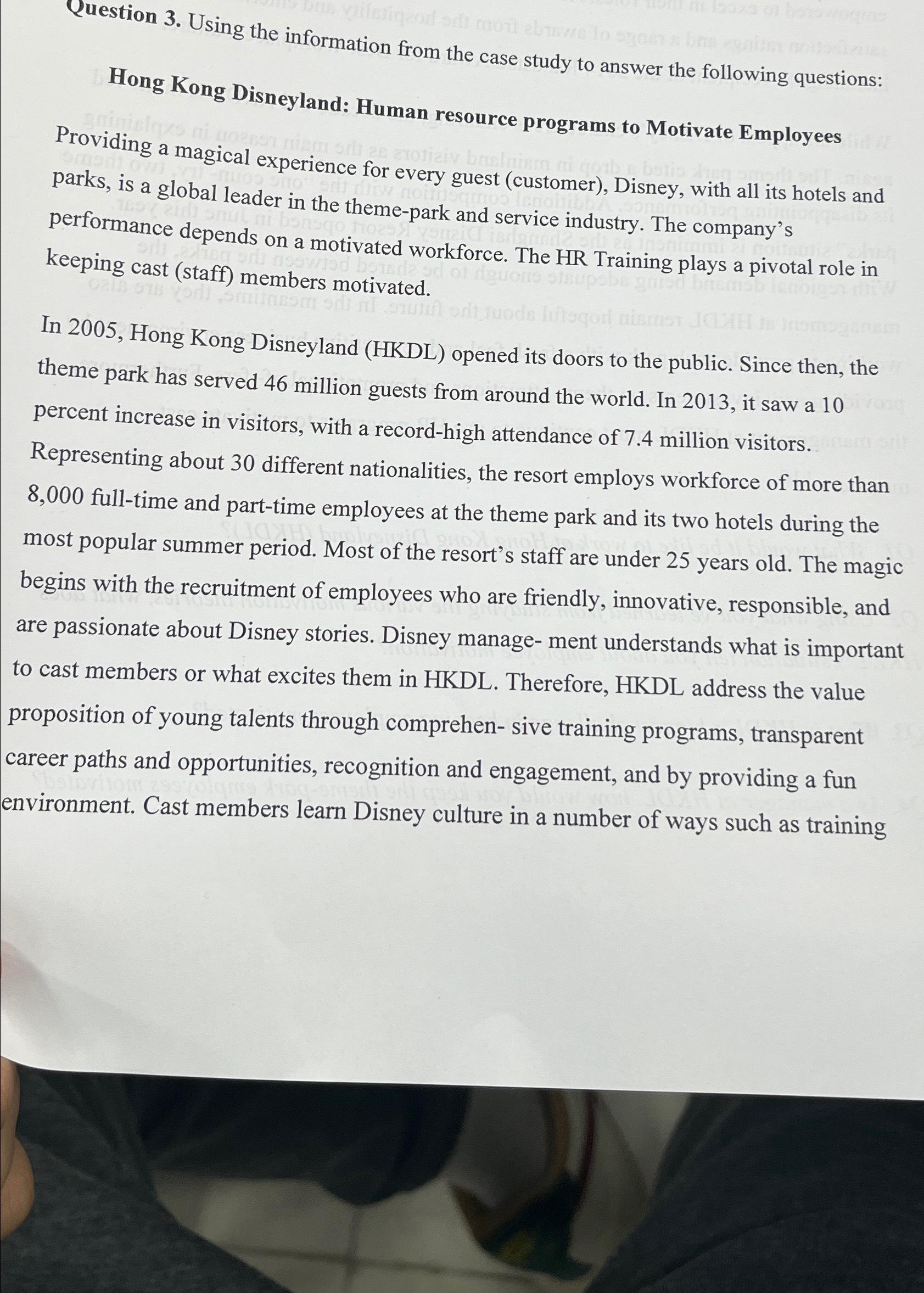  Question 3. Using the information from the case study to answer