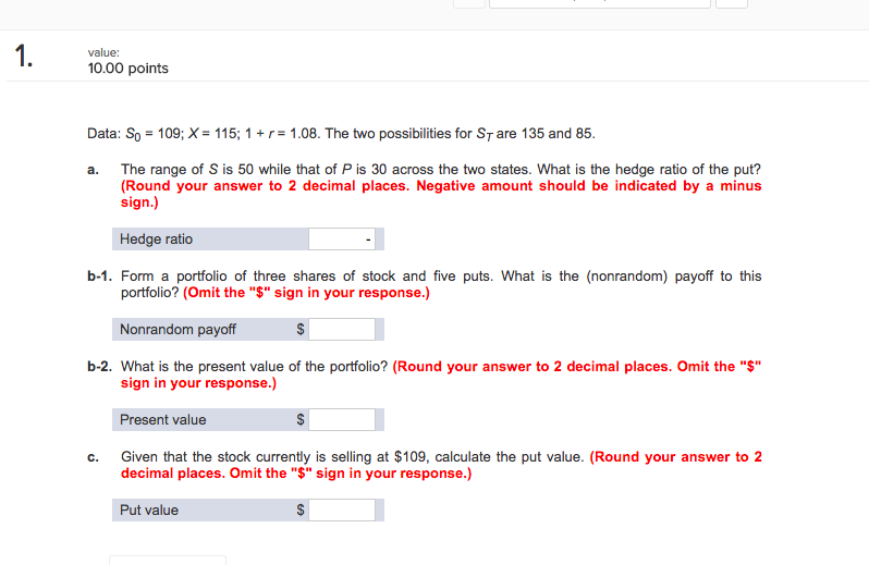  value: 10.00 points Data. So = 109; X-115; 1 + r=