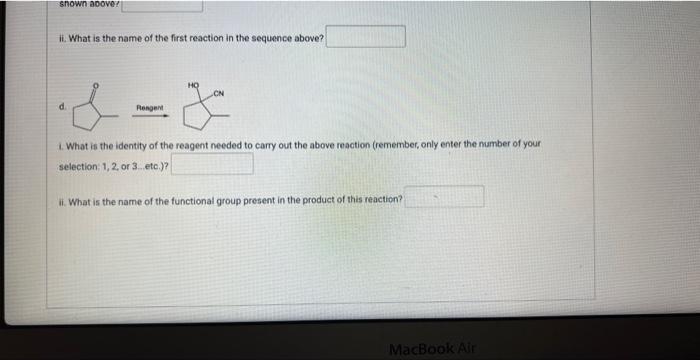 reaction schemes. Your job is to match the reaction scheme with the