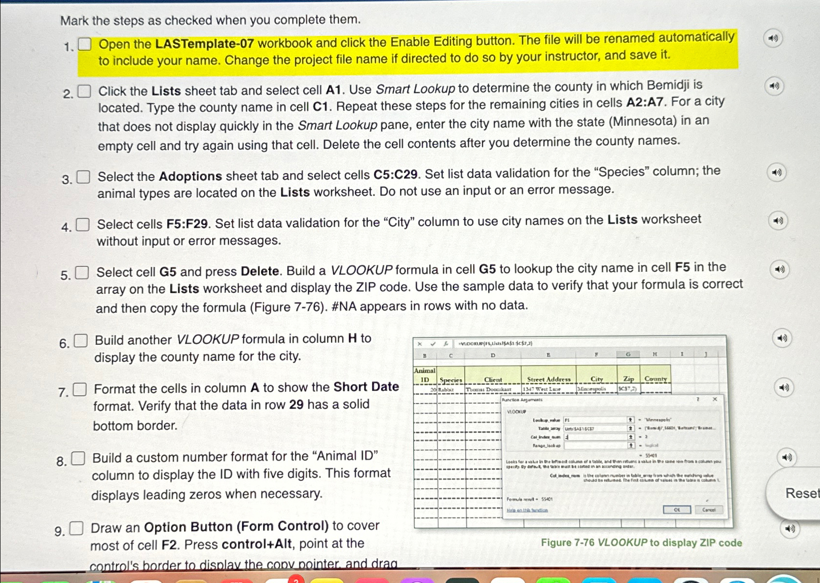  Mark the steps as checked when you complete them. Open the