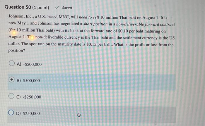  Johnson, Inc., a U.S.-based MNC, will need to sell 10 million