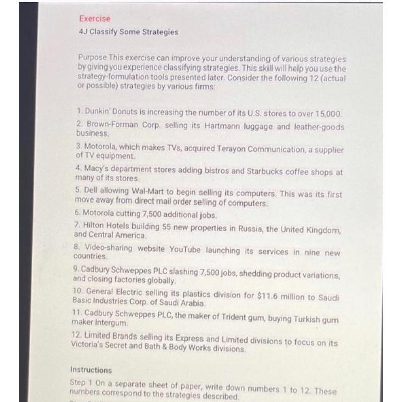  Exercise 4J Classify Some Strategies Purpose This exercise can improve your