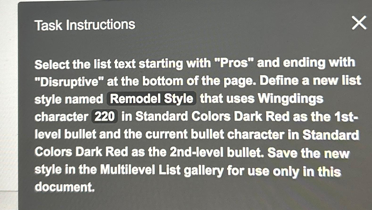  Task Instructions Select the list text starting with "Pros" and ending