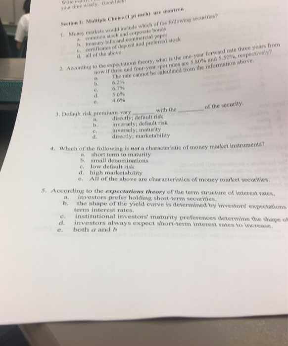  your time wisely Good e (1 pt each) use seastron Money