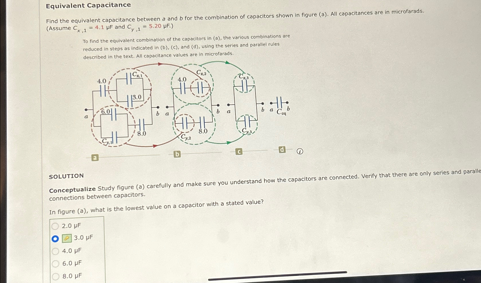  Equivalent Capacitance Find the equivalent capacitance between a and b for