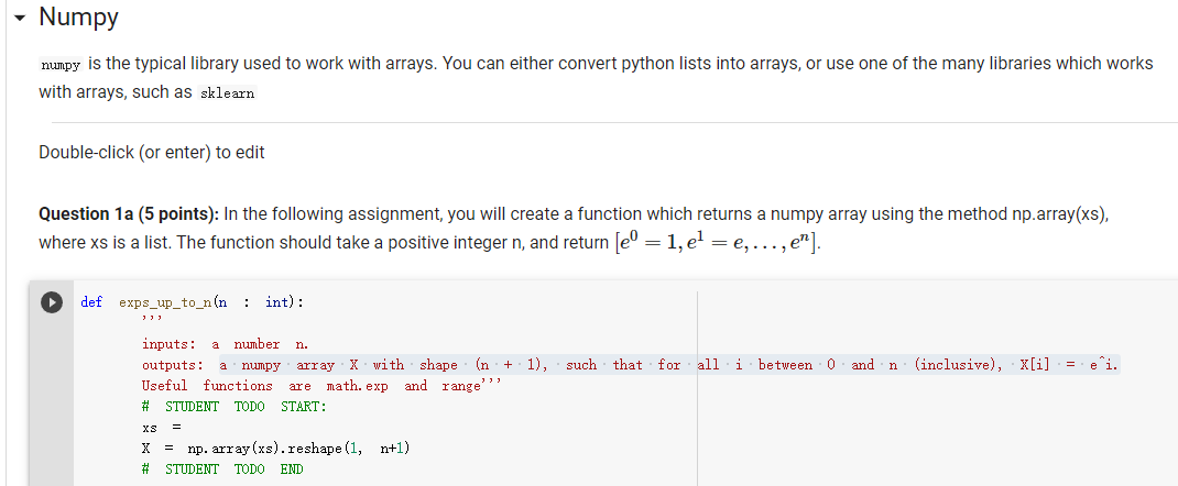  Numpy numpy is the typical library used to work with arrays.