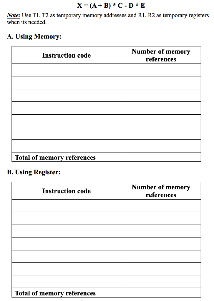 implement the expression using 0-Address Machines. Then, find the number of memory