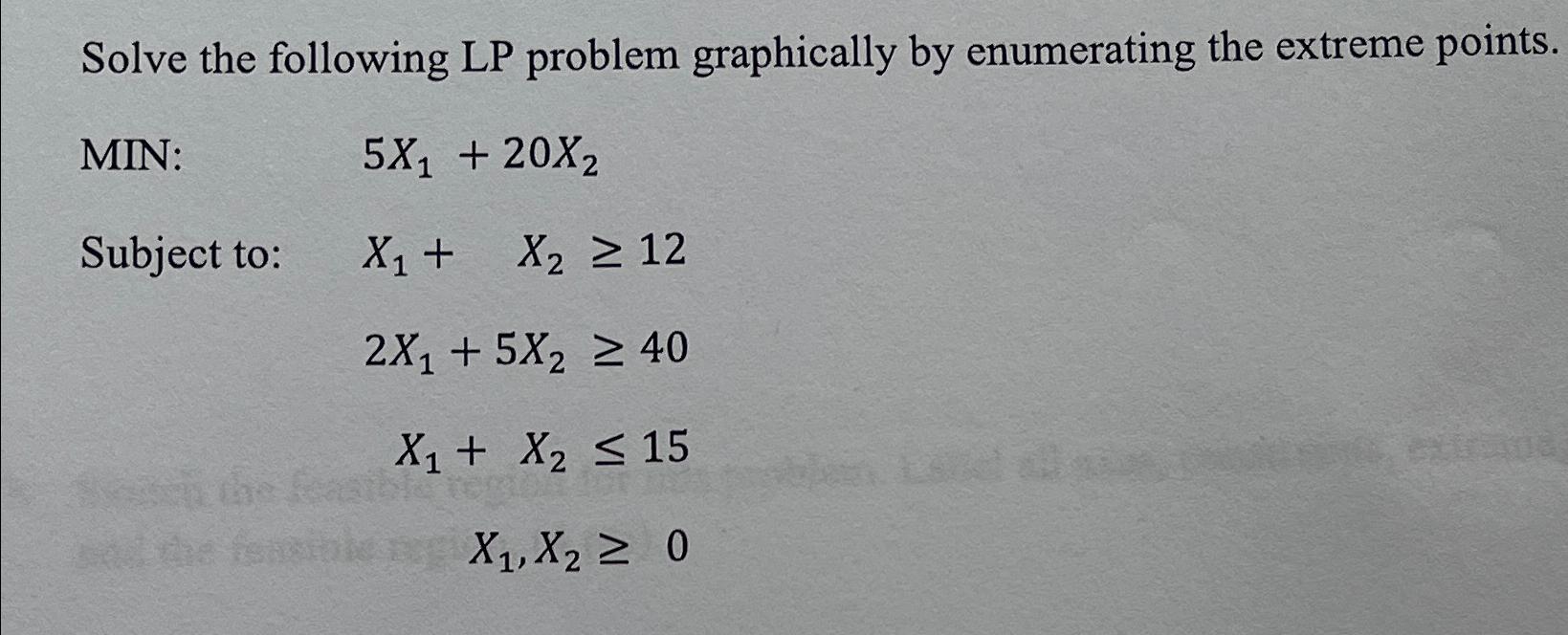  Solve the following LP problem graphically by enumerating the extreme points.