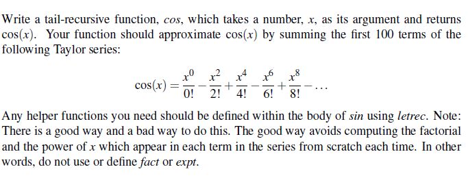 Use Scheme to write function, use letrec, not fact or expt +8