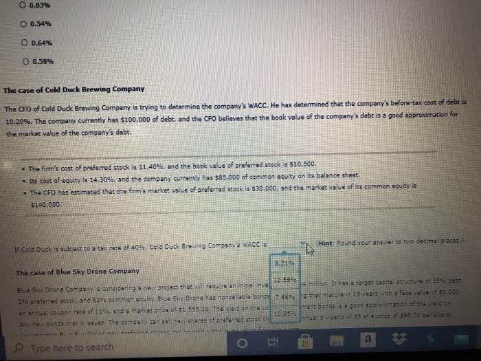 Solving for a farm's WACC A firm's weighted average cost of capital