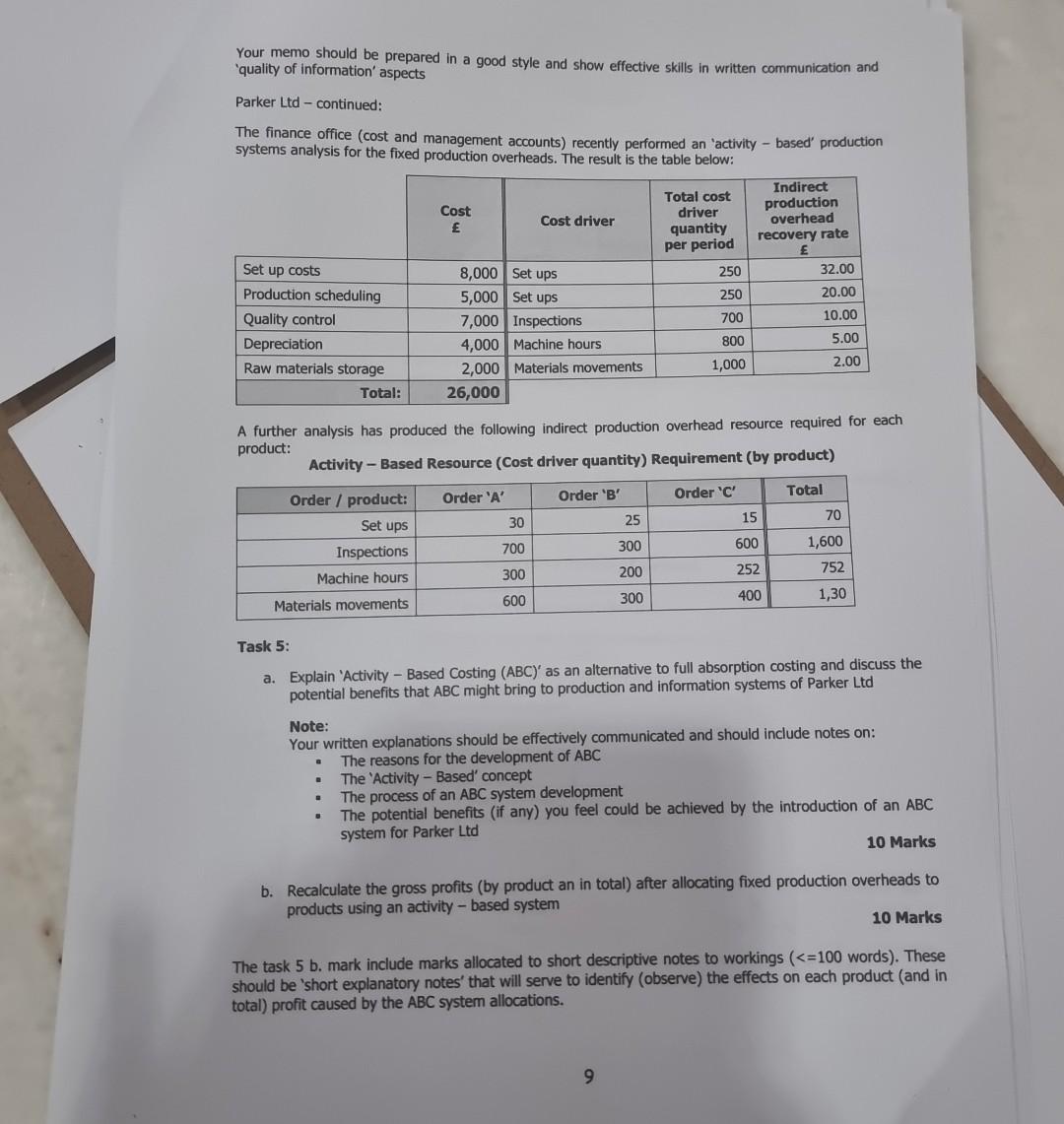 values: a. Contribution and contribution / sales ratio (for each product and
