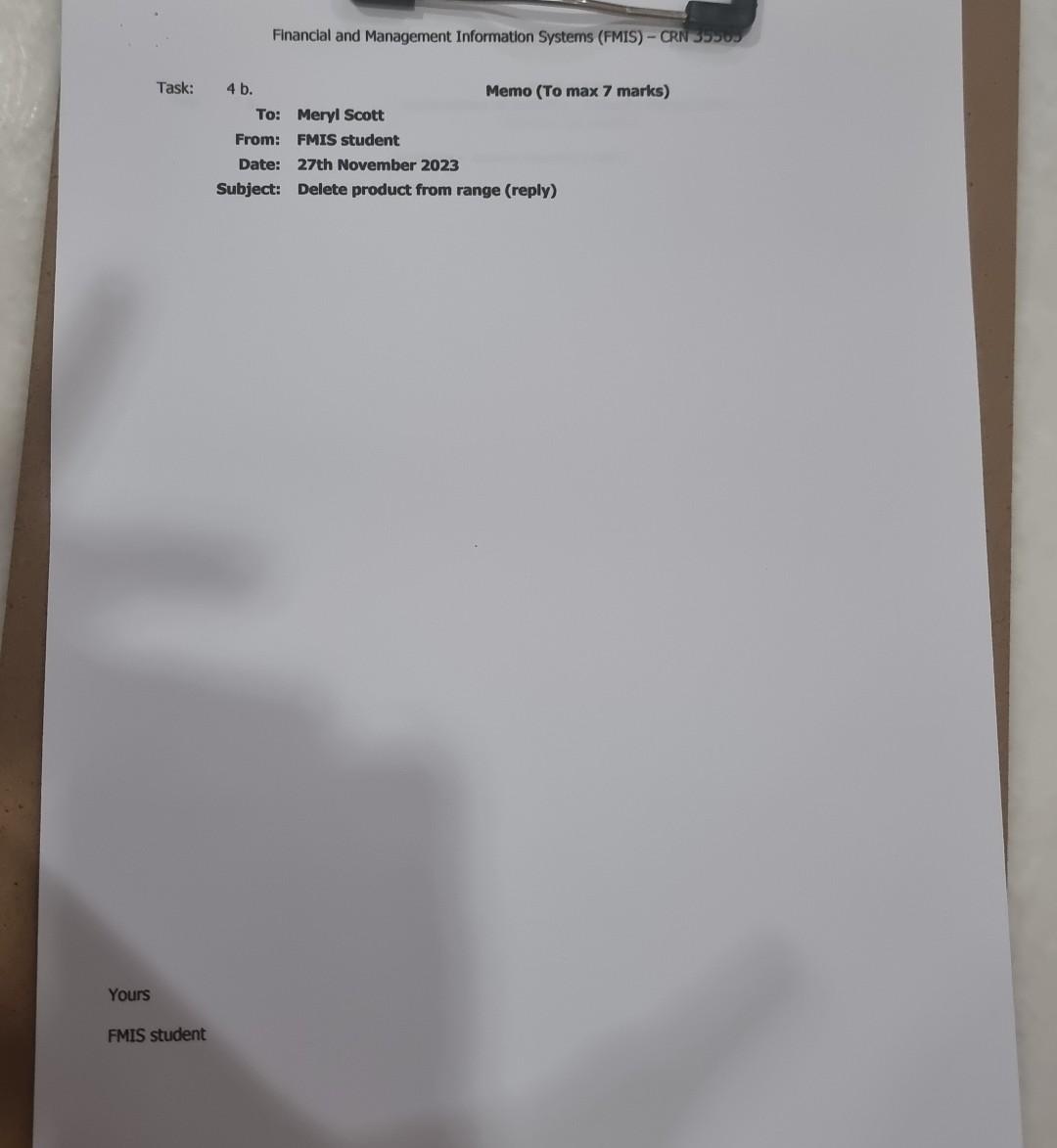 and a marginal costing system (task 3 a.) 7 Marks Note to