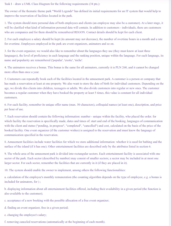 Hi, Please help me with the below task 'Draw a UML Class