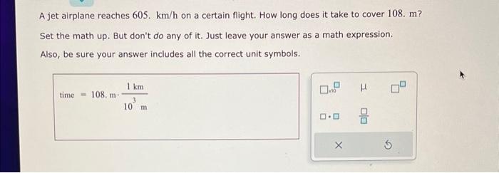 how would i set up the math expression with the unit conversions