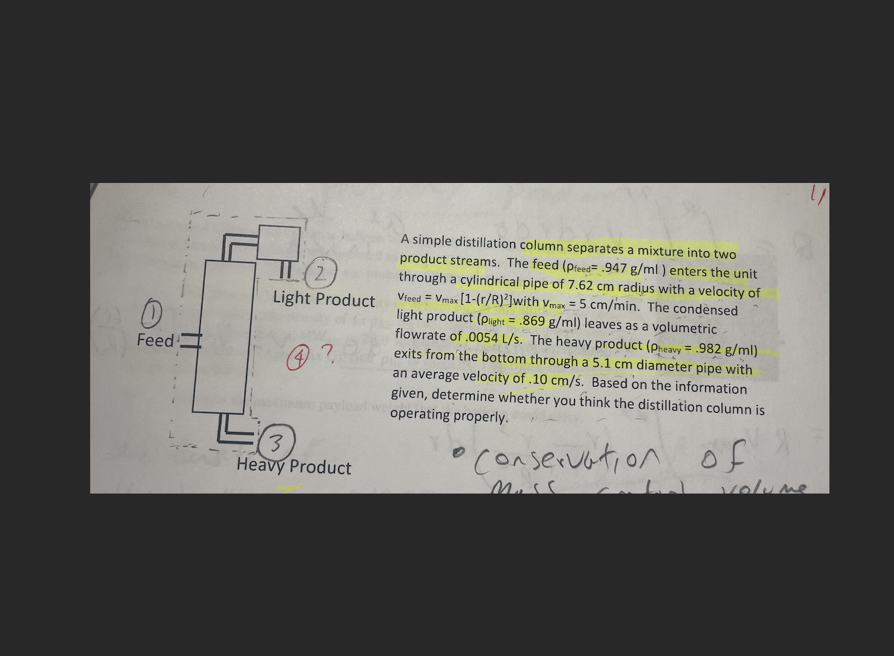 please include all steps, unit conversation, all equations. A simple distillation column