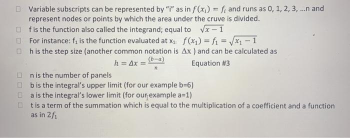 numerically the integral: I = S- Vx 1 dx equation-1 Make use