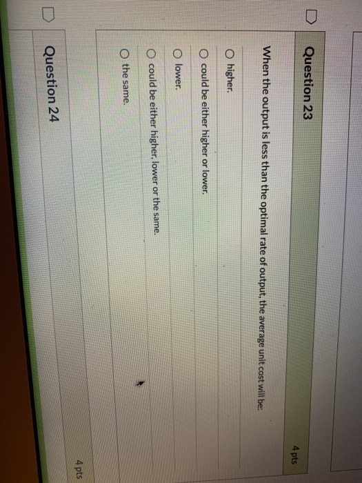  Question 23 4 pts When the output is less than the