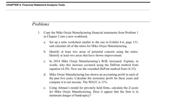  CHAPTER 4: Financial Statement Analysis Tools Problems 1. Copy the Mike