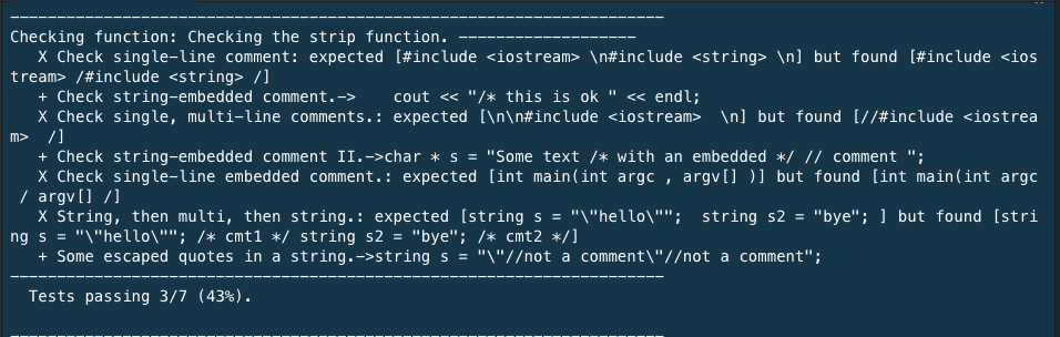 how can i fix this ? ------------ void strip() { bool inString