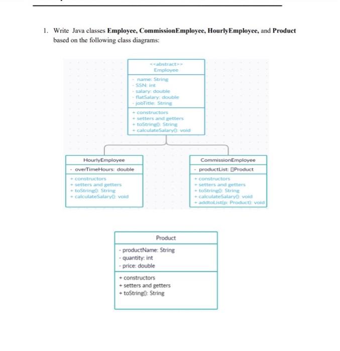 Java assignment (please commit on the name of classes ,attributes and method