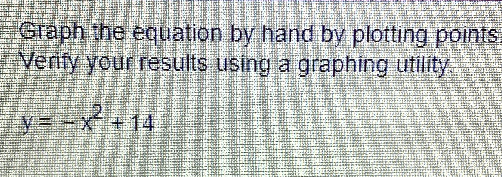  Graph the equation by hand by plotting points Verify your results