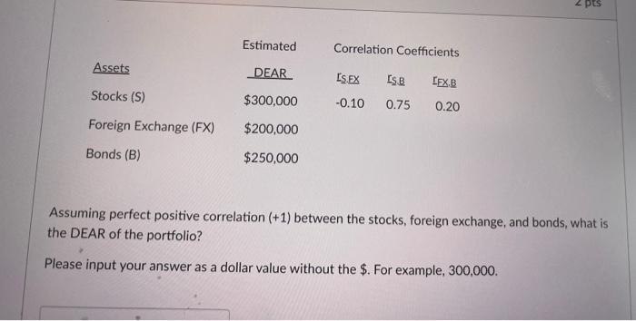  2 PES Estimated Correlation Coefficients Assets DEAR [S. EX LEX.B Stocks