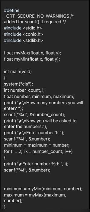compare Two() to replace the myMax) and myMin() functions. The compareTwo() function